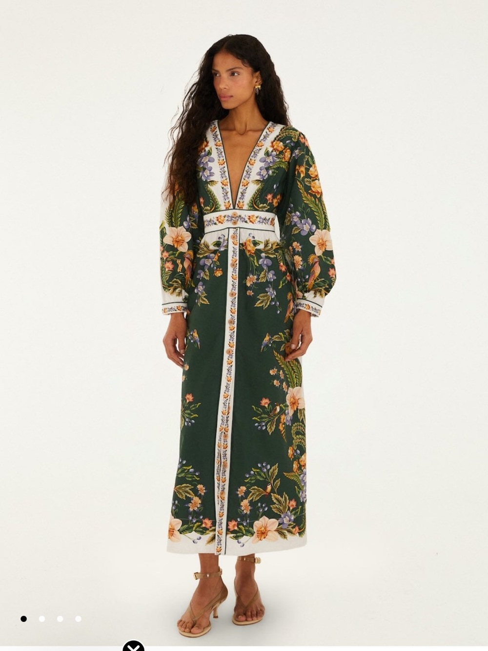 NWT Green Nature V Neck Buttoned Maxi Dress - Picture 4 of 6